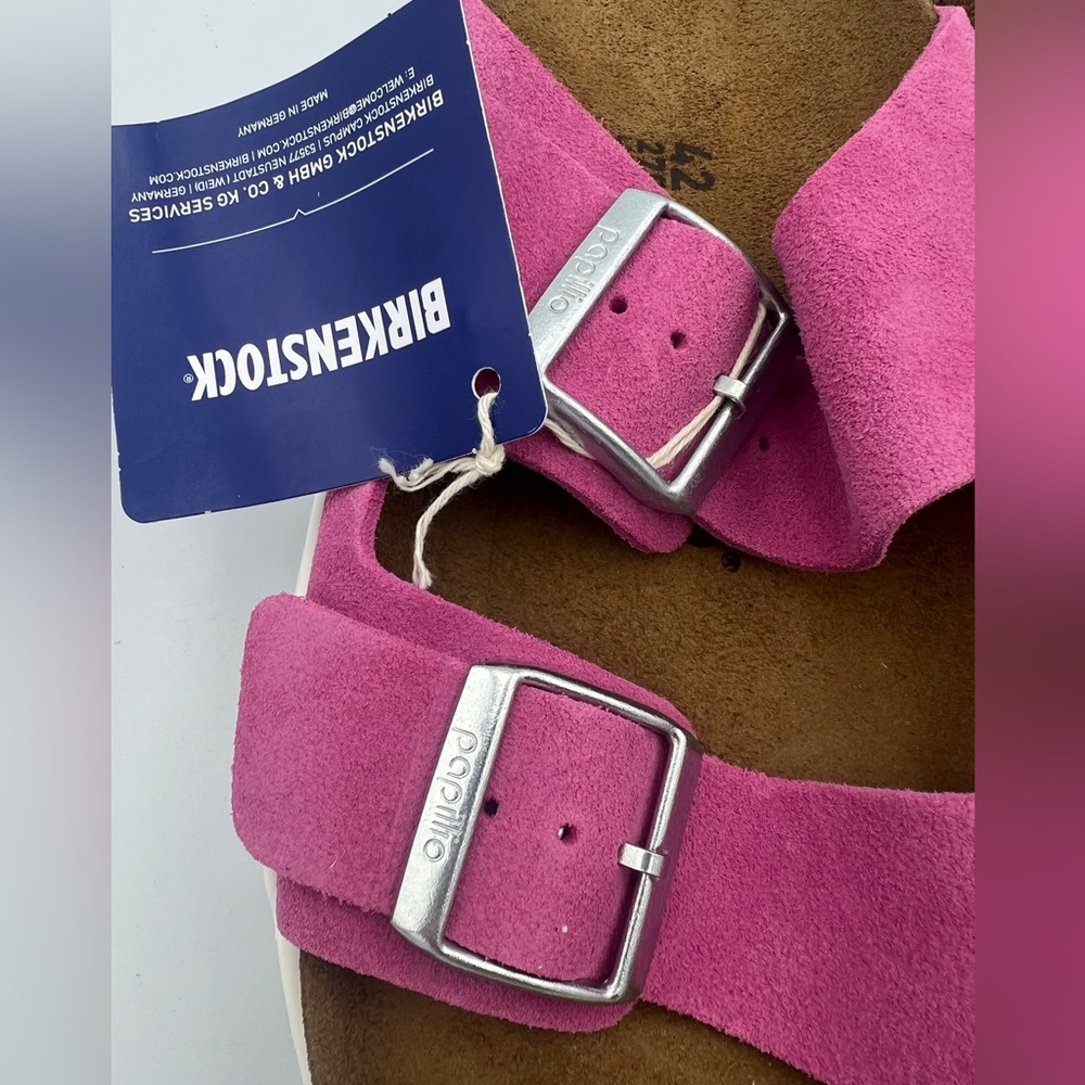 Papillio Birkenstock Arizona BigBuckle Fuschia Suede Platform Sandal SZ EU42 NEW - Picture 15 of 15